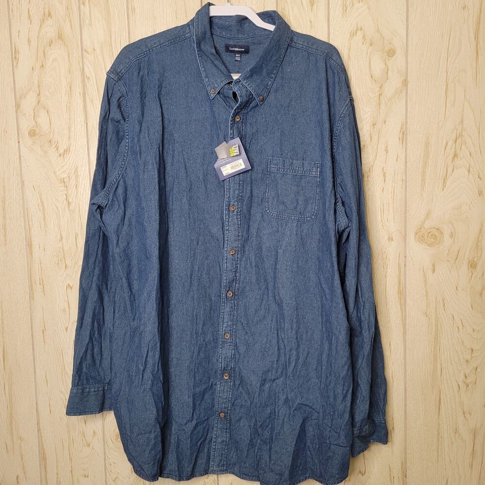 Croft & Barrow Button Down Big and Tall Long Sleeve Denim Shirt